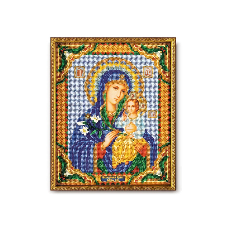 Siuvinėjimo ikona su karoliukais komplektas Dievo Motina „Neblunkanti spalva“ RB-171