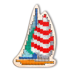 Cross-stitch kit with perforated wooden form EHW023