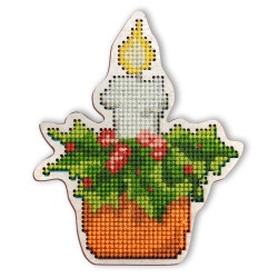 Cross-stitch kit with perforated wooden form EHW024