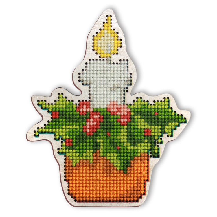 Cross-stitch kit with perforated wooden form EHW024
