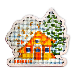 Cross-stitch kit with perforated wooden form EHW027