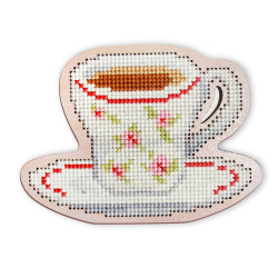 Cross-stitch kit with perforated wooden form EHW028