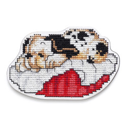 Cross-stitch kit with perforated wooden form EHW032