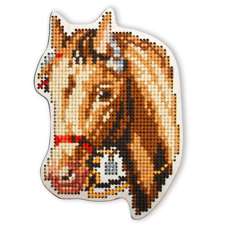 Cross-stitch kit with perforated wooden form EHW035