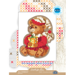 Cross-stitch kit with perforated wooden form EHW037