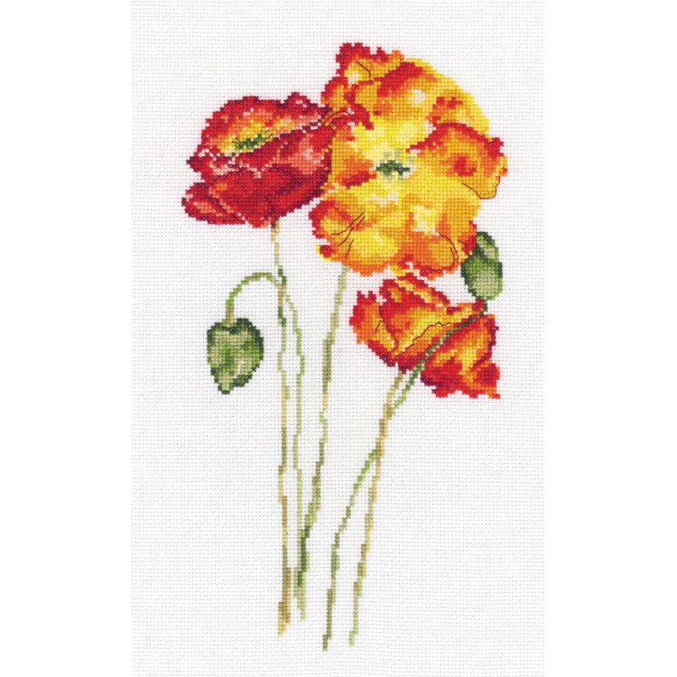 Kreuzstichset „Seidenmohnblumen“ M628