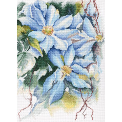 Kreuzstichset „Blaue Clematis-Sterne“ M546