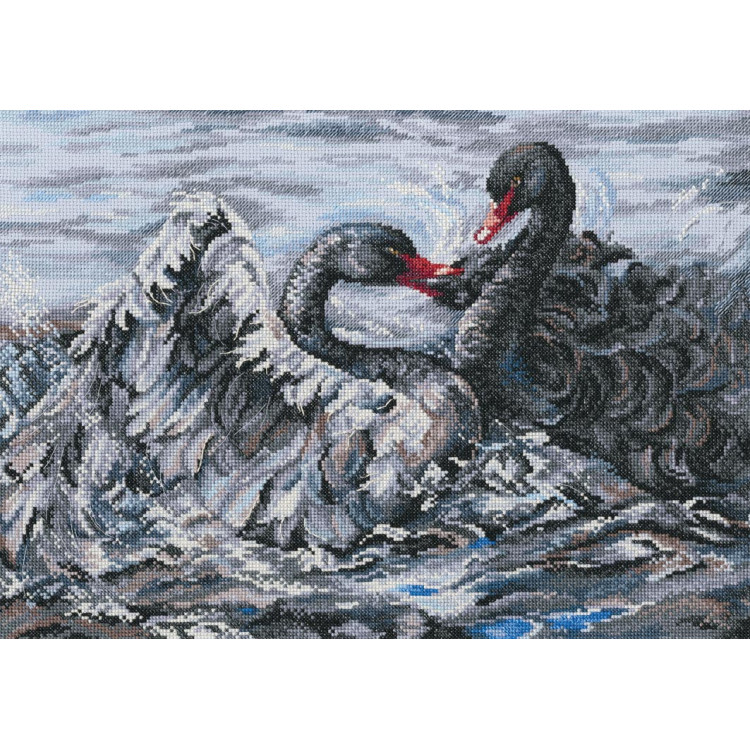 Cross-stitch kit "Two black swans" M557