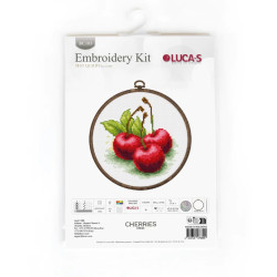Cross stitch Kit with Hoop Included "Cherries" 10x10cm SBC103