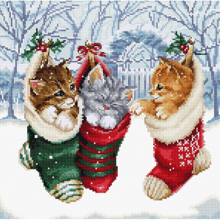 Набор для вышивки крестом "Снежные котята" 24х24см SLETIL8087