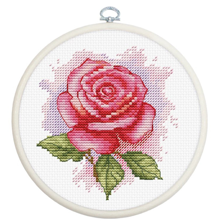Cross stitch Kit with Hoop Included "Rose Aroma" 9 x 9.5 cm SBC105