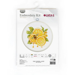Cross stitch Kit with Hoop Included "The Lemon Juice" 12 x 12 cm SBC234