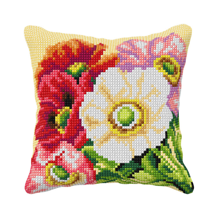 Cushion kits for embroidery " Poppies" 40x40cm SA99085