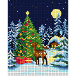 Išspausdintas gobelinas "Kalėdų eglutė miške" 24x30 SA3502