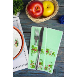 Cross-stitch kit for serving cutlery. Berry mood. 4 things ST-1028
