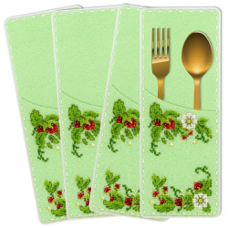 Cross-stitch kit for serving cutlery. Berry mood. 4 things ST-1028