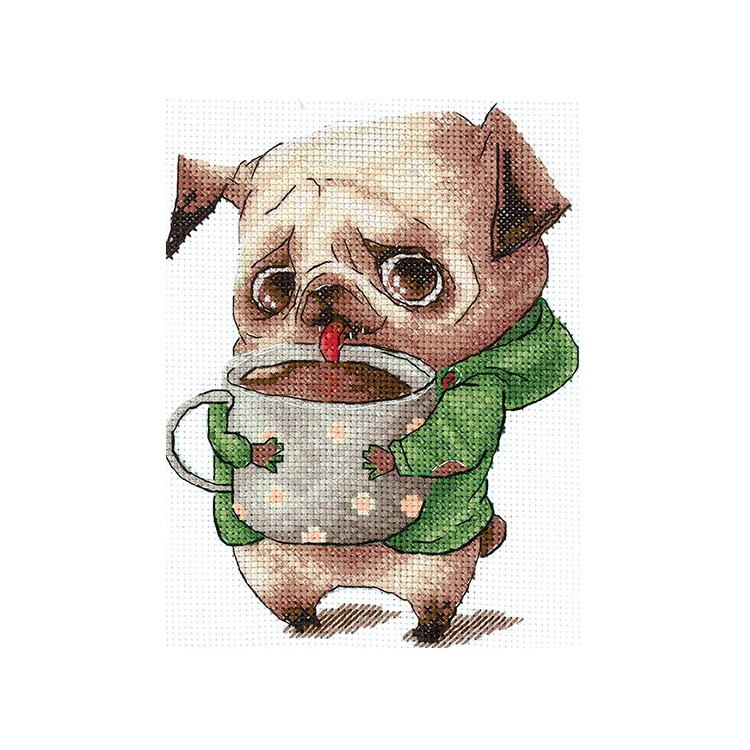 Cross-stitch kit "Coffee lovers. Pug" SANK-63