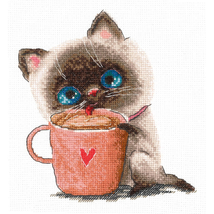 Cross-stitch kit "Coffee lovers. Cat" SANK-64