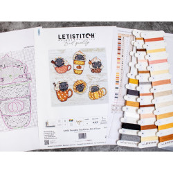 Cross-stitch kit "Pumpkin Cup Kitties Kit of 6 pcs"  9x7cm SLETIL8092