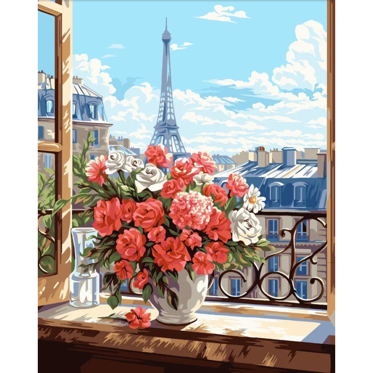2024 m. „Paint by Numbers“ rinkinys „Langas į Paryžių“ 40x50 cm W032