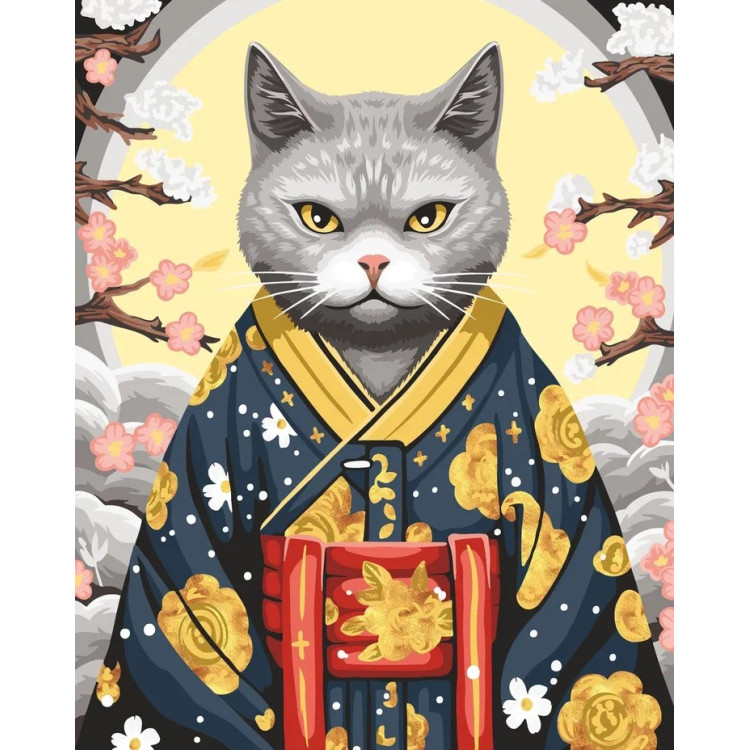 2024 m. „Paint by Numbers“ rinkinys „Katė kimono“ 40x50 cm W033