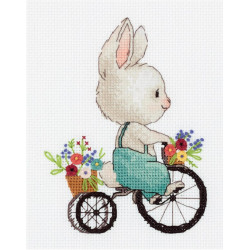 Cross stitch kit KLART "Bunny on a bicycle" KL8-521