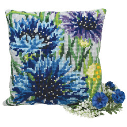 Kissenset Blaue Blumen 40 x 40 cm CDA5108