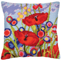 Cushion kit Red poppies 40 X 40 cm CDA5233