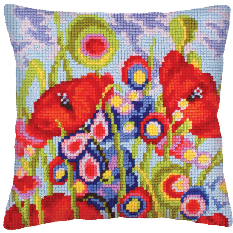 Kissen-Set Rote Mohnblumen 40 X 40 cm CDA5234