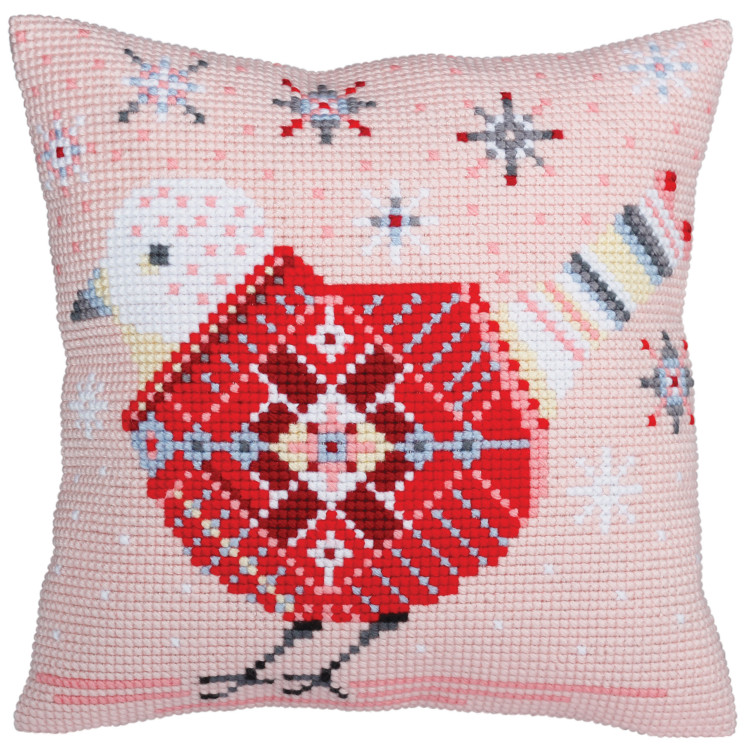 Cushion kit Christmas bird 40 X 40 cm CDA5355