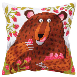 Cushion kit Bear in raspberry 40 X 40 cm CDA5396