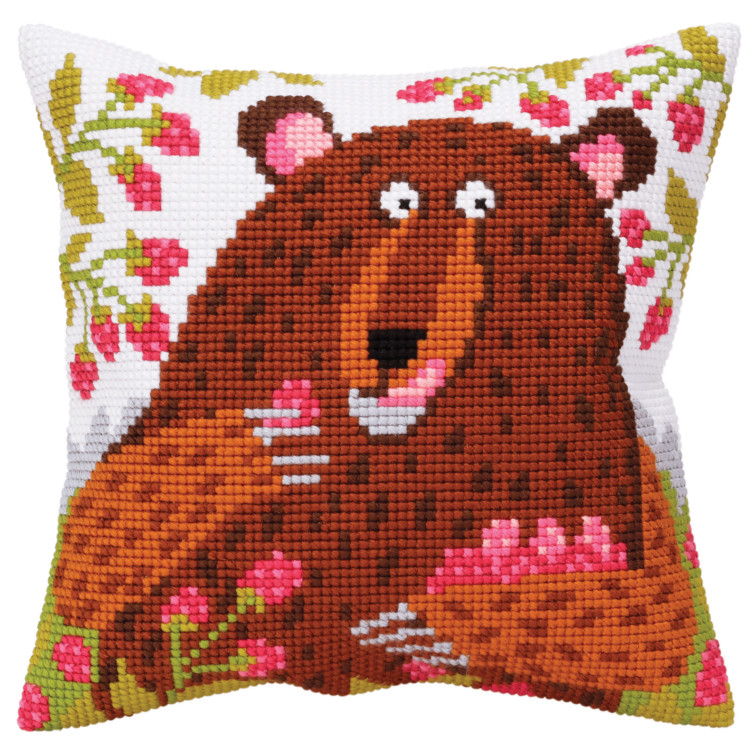 Cushion kit Bear in raspberry 40 X 40 cm CDA5396