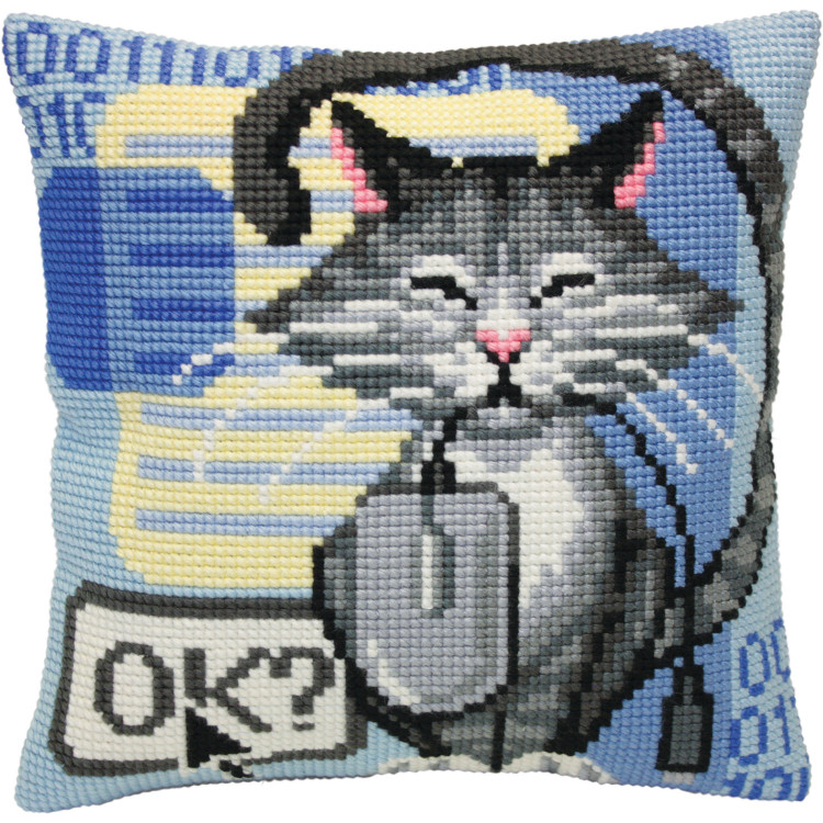 Cushion kit Cat and mouse 40 X 40 cm CDA5404