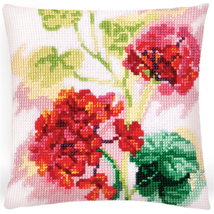 Kissenset Rote Geranie 40 x 40 cm CDA5418