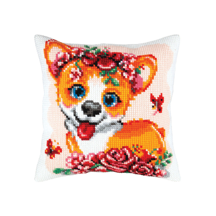 Cushion kit Corgi puppy 40 X 40 cm CDA5423