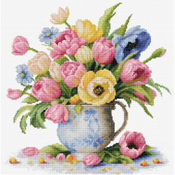 Cross Stitch Kit  Tulips Bouquet 26x26,5cm SB7034
