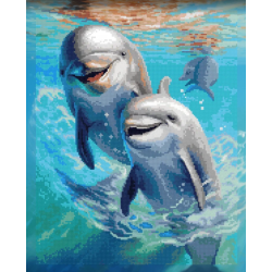 Алмазная картина "АртСити" на подрамнике Дельфины 30х40 см VA805
