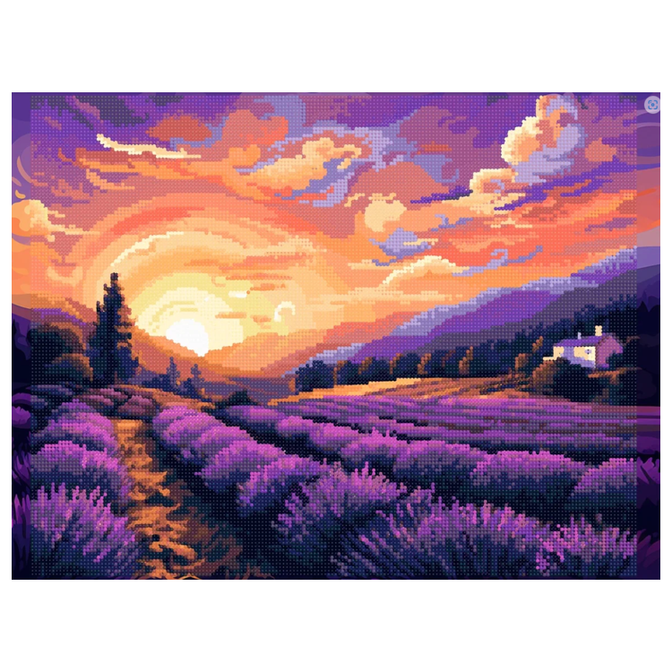 Diamond Painting „ArtCity“ auf dem Unterrahmen Lavendel bei Sonnenuntergang 30x40 cm VA806