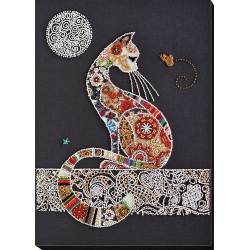 Hauptperlen-Stickset Katze und Motte (Dekoszenen) Abris Art AB-794