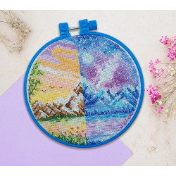Cross-stitch kits with Hoop Included Noon and midnight 17x17 cm AAHM-061