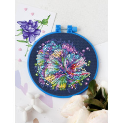 Cross-stitch kits with Hoop Included Neon glitter 15x15 cm AAHM-054
