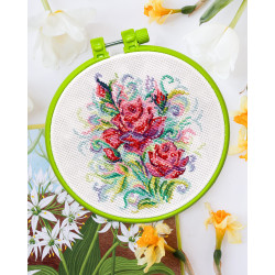 Cross-stitch kits with Hoop Included Spring roses 15x15 cm AAHM-057