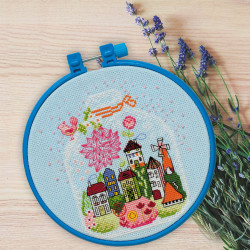 Cross-stitch kits with Hoop Included Gift with cottages 15x15 cm AAHM-005