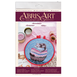 Cross-stitch kits with Hoop Included Kitty 15x15 cm AAHM-008