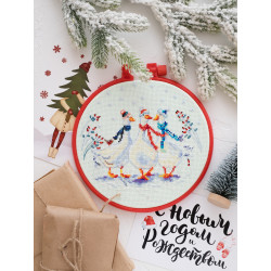 Cross-stitch kits with Hoop Included Three cute geese 15x15 cm AAHM-016