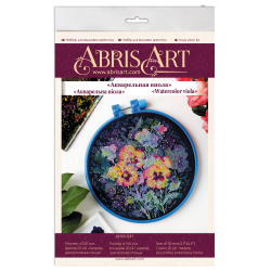 Cross-stitch kits with Hoop Included Watercolor viola 15x15 cm AAHM-041