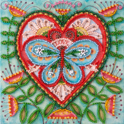 Mini Bead embroidery kit Summer heart 15x15 cm AM-204