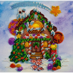 Mini Bead embroidery kit Gingerbread house 15x15 cm AM-174