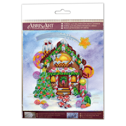 Mini Bead embroidery kit Gingerbread house Abris Art AM-174