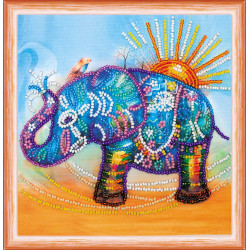 Mini Bead embroidery kit Neon elephant 15x15 cm AM-149